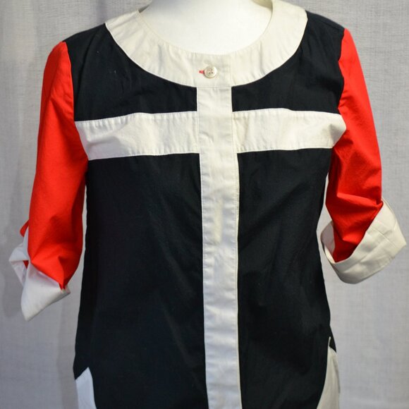 JC de Castelbajac Unique Colourblock Kerchief Hem Shirt in French Size 42 (US 8) - Picture 1 of 3